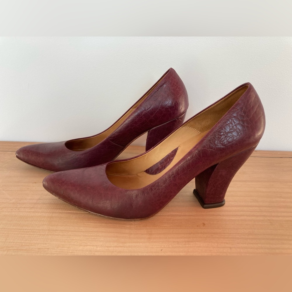 John Fluevog Elegant Conversations - Gail | Wine Red Sculpted Block Heels